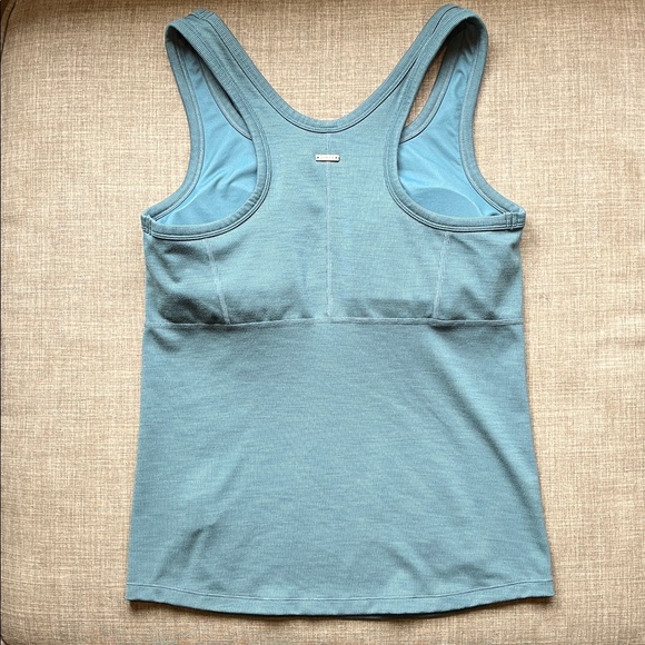 Prana Athletic Tank Top with Shelf Bra Racerback Dusty Teal L - Picture 3 of 6